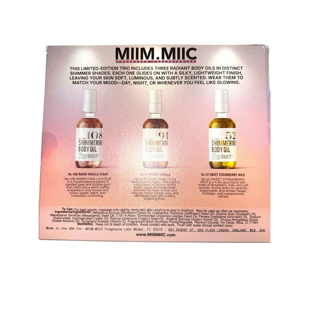 MIIM.MIIC THE GLOW EDIT SHIMMER OIL COLLECTION LIMITED-EDITION 3 60mL BOTTLES - Picture 2 of 6